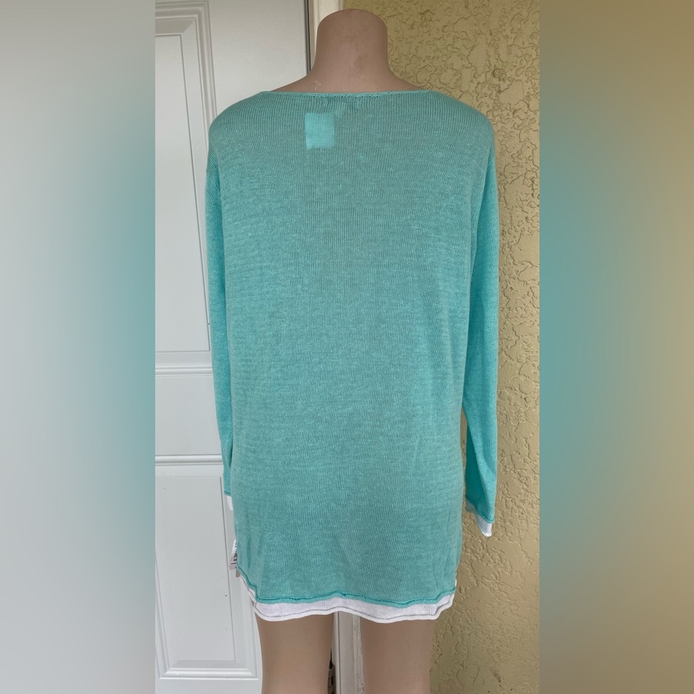 Avalin Women's Aqua V-Neck Sweater - Picture 2 of 8